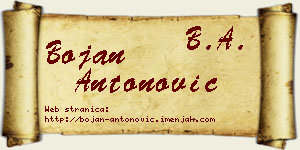 Bojan Antonović vizit kartica